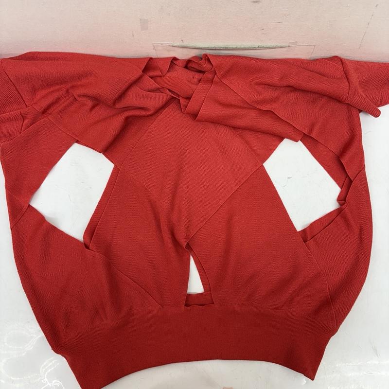 シアタープロダクツ THEATRE PRODUCTS ニット、セーター 半袖 ダイヤ モンド スリット ニット 赤 / レッド / red レディース USED 古着 中古 50160561