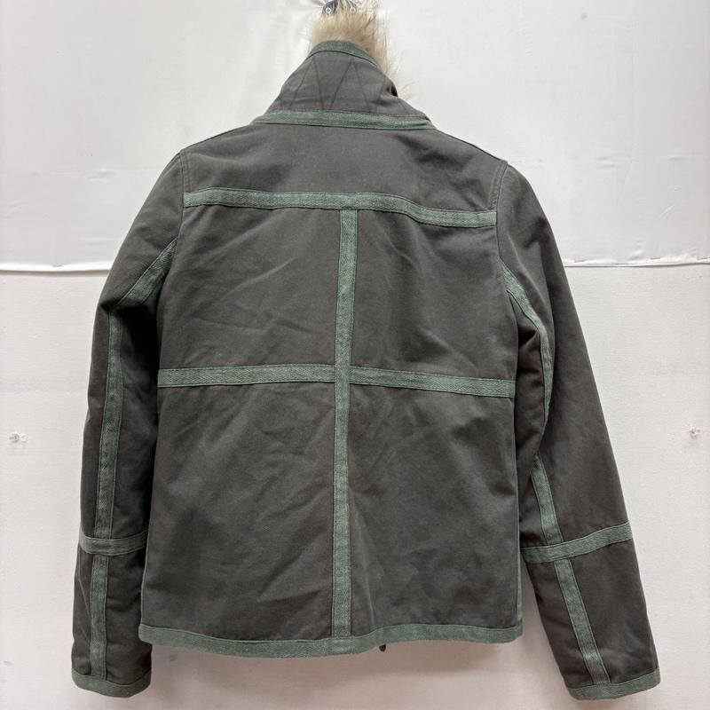 イブサロモン YVES SALOMON ジャケット、上着 ジャケット、ブレザー ARMY アシメトリー ミリタリー 本革 ファー ジャケット 36 カーキオリーブ / カーキオリーブ / レディース USED 古着 中古 50160564