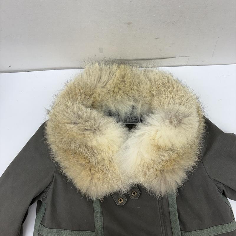 イブサロモン YVES SALOMON ジャケット、上着 ジャケット、ブレザー ARMY アシメトリー ミリタリー 本革 ファー ジャケット 36 カーキオリーブ / カーキオリーブ / レディース USED 古着 中古 50160564