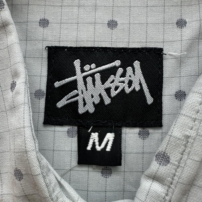 ステューシー STUSSY シャツ、ブラウス 半袖 90s USA製 ドット チェック シャツ M 灰 / グレー / gray メンズ USED 古着 中古 50160576