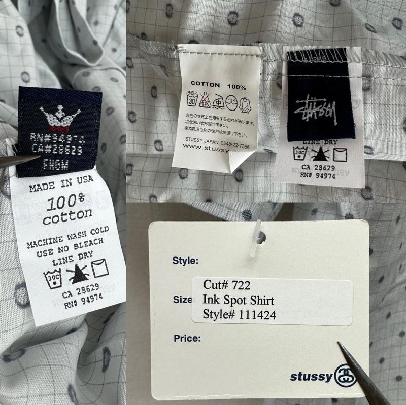ステューシー STUSSY シャツ、ブラウス 半袖 90s USA製 ドット チェック シャツ M 灰 / グレー / gray メンズ USED 古着 中古 50160576
