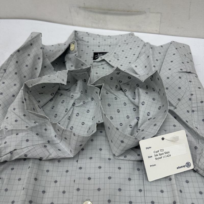 ステューシー STUSSY シャツ、ブラウス 半袖 90s USA製 ドット チェック シャツ M 灰 / グレー / gray メンズ USED 古着 中古 50160576