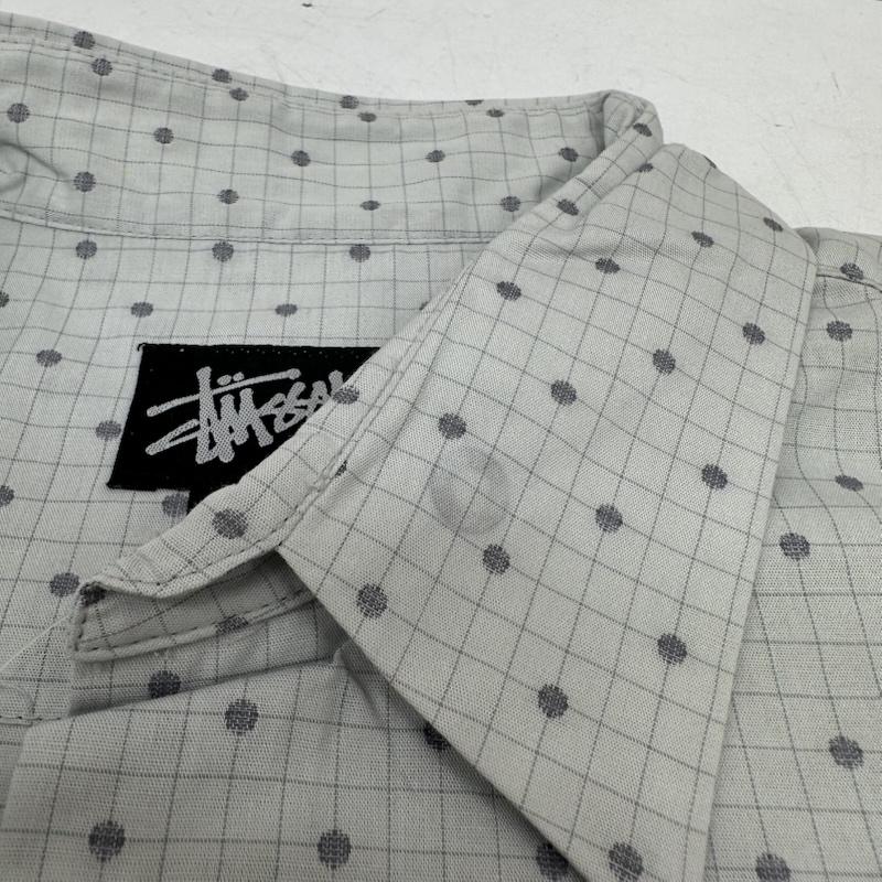 ステューシー STUSSY シャツ、ブラウス 半袖 90s USA製 ドット チェック シャツ M 灰 / グレー / gray メンズ USED 古着 中古 50160576