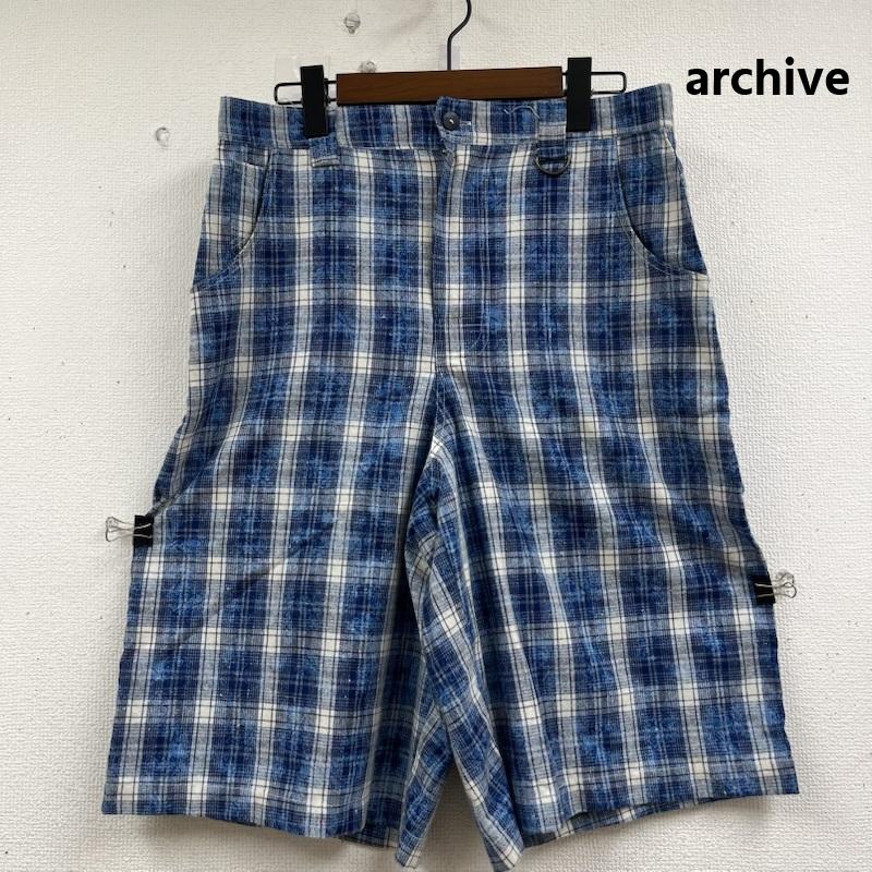 アーカイブ Archive パンツ ショートパンツ S.I.D. チェック柄 ショーツ ハーフ パンツ ベルトループ 金具付き M チェック 青 / ブルー / blue メンズ USED 古着 中古 50160577