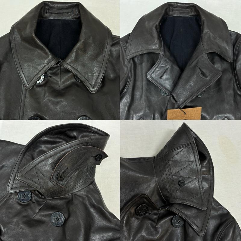 バズリクソンズ Buzz Rickson s コート ピーコート WILLIAM GIBSON ウィリアムギブソン Type BLACK LEATHER PEA COAT ホースハイド レザー ピーコート BR80620 38 メンズ USED 古着 中古 50160589