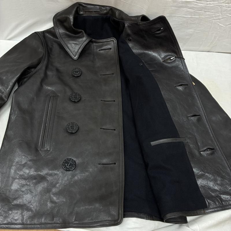 バズリクソンズ Buzz Rickson s コート ピーコート WILLIAM GIBSON ウィリアムギブソン Type BLACK LEATHER PEA COAT ホースハイド レザー ピーコート BR80620 38 メンズ USED 古着 中古 50160589