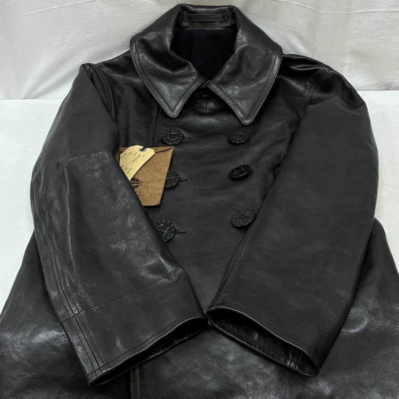 バズリクソンズ Buzz Rickson s コート ピーコート WILLIAM GIBSON ウィリアムギブソン Type BLACK LEATHER PEA COAT ホースハイド レザー ピーコート BR80620 38 メンズ USED 古着 中古 50160589