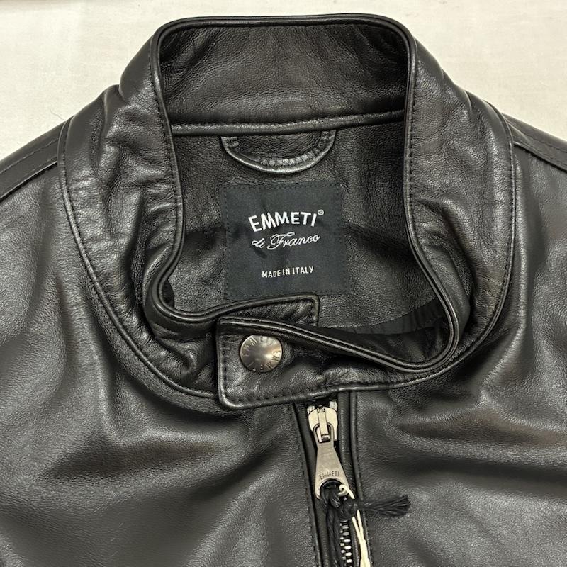 エンメティ EMMETI ジャケット、上着 レザージャケット JURI BEAMS 3 別注 0.7mm ナッパチェラータ ラムスキン レザー ジャケット シングル ライダース 46 メンズ USED 古着 中古 50160592