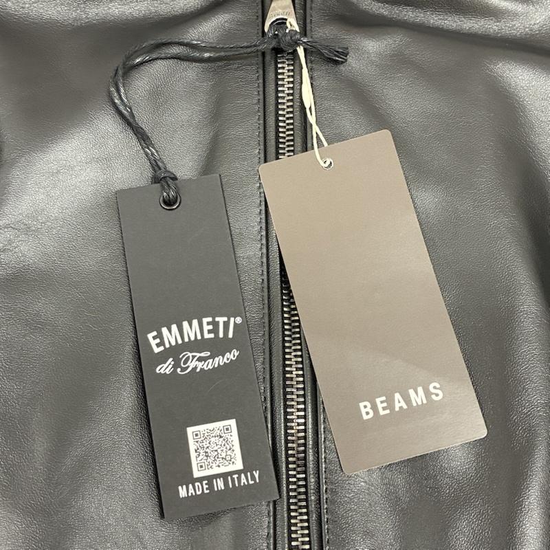 エンメティ EMMETI ジャケット、上着 レザージャケット JURI BEAMS 3 別注 0.7mm ナッパチェラータ ラムスキン レザー ジャケット シングル ライダース 46 メンズ USED 古着 中古 50160592