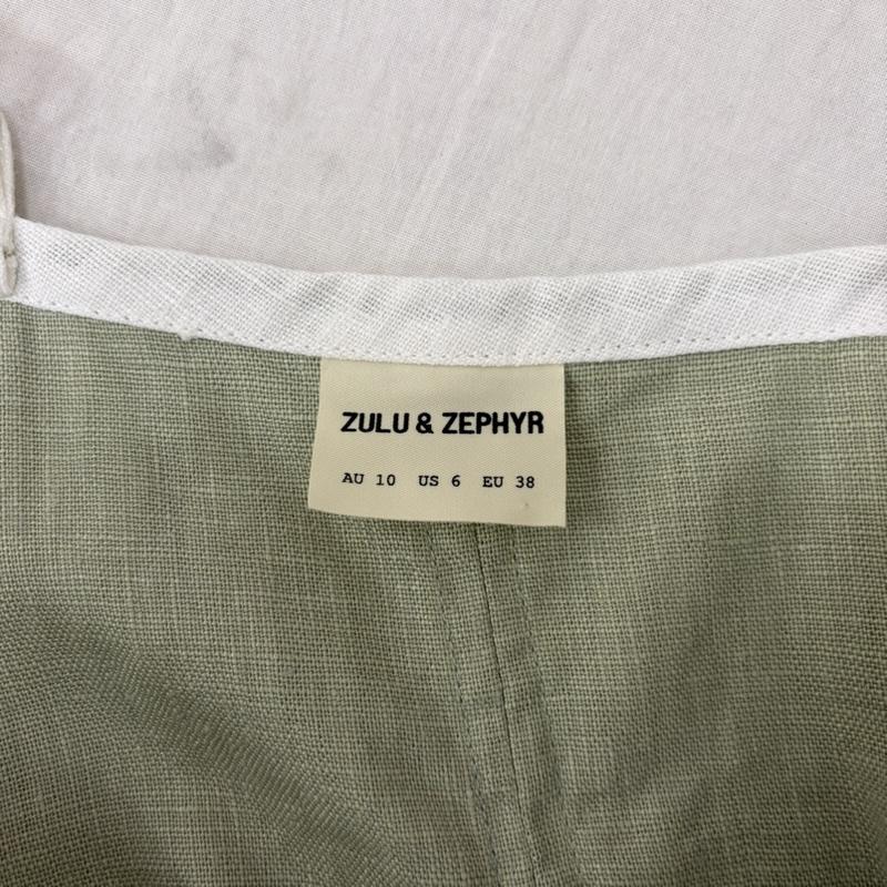 古着 USED ワンピース ロングスカート ZULU&ZEPHYR ズールーアンドゼファー リネングリーンワンピース ZZ4093 MOSS 6 無地 薄緑 / ライトグリーン / X 緑 / グリーン / green レディース USED 古着 中古 50160617