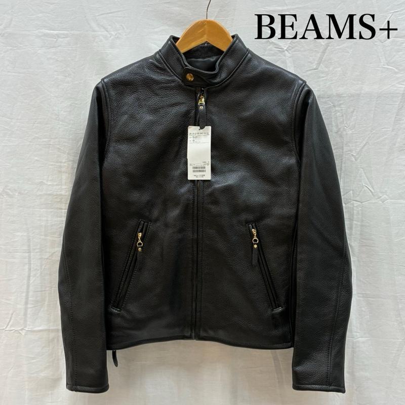 ビームスプラス BEAMS + ジャケット、上着 レザージャケット M Leather Sports Jacket ネイキッド カウ レザー スポーツ ジャケット USA製 40sタイプ 38-18-0515-343-19-16 S メンズ USED 古着 中古 50160630