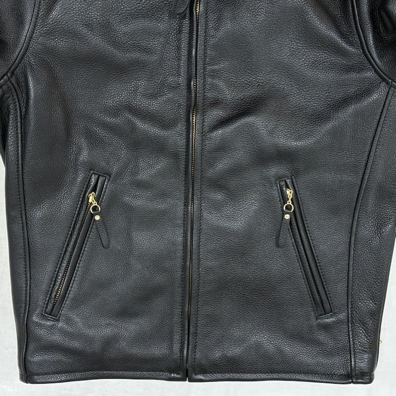 ビームスプラス BEAMS + ジャケット、上着 レザージャケット M Leather Sports Jacket ネイキッド カウ レザー スポーツ ジャケット USA製 40sタイプ 38-18-0515-343-19-16 S メンズ USED 古着 中古 50160630