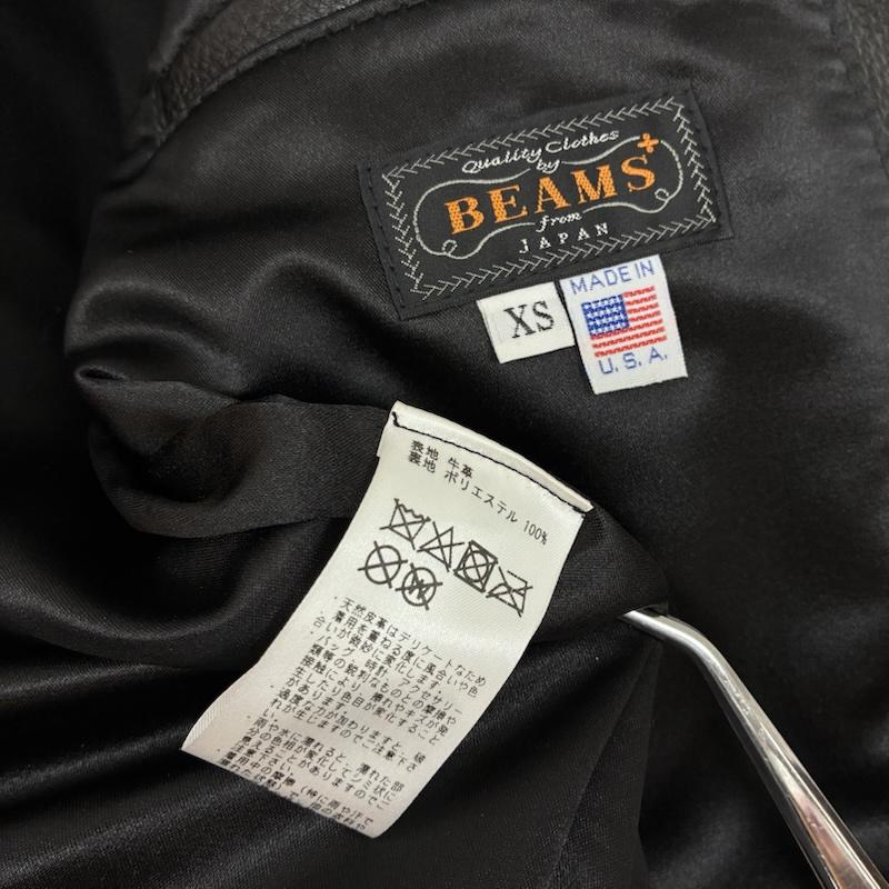 ビームスプラス BEAMS + ジャケット、上着 レザージャケット M Leather Sports Jacket ネイキッド カウ レザー スポーツ ジャケット USA製 40sタイプ 38-18-0515-343-19-16 S メンズ USED 古着 中古 50160630