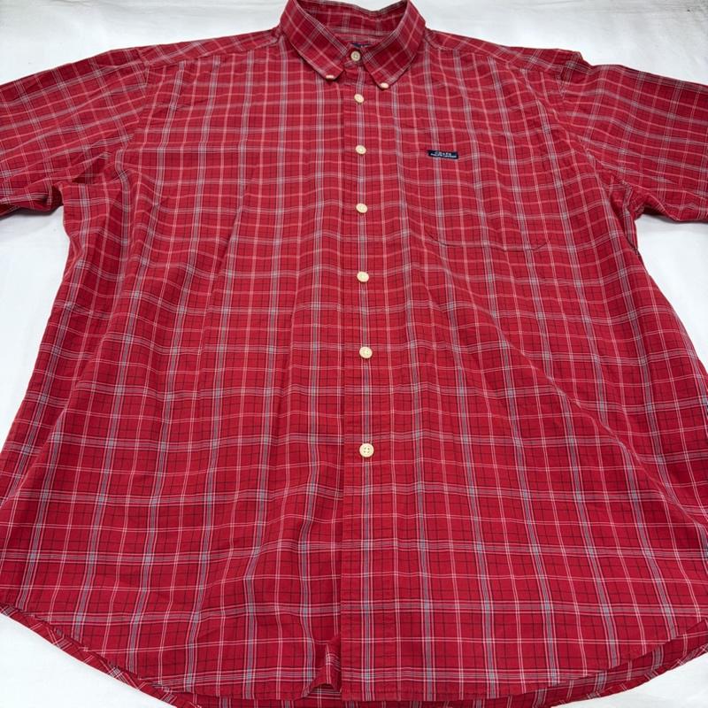 チャップス CHAPS シャツ、ブラウス 半袖 90s ボタンダウン 半袖 チェックシャツ ラルフローレン ヴィンテージ XL チェック X ワンポイント X ロゴ、文字 X 刺繍 赤 / レッド / red X 紺 / ネイビー / navy メンズ USED 古着 中古 50160631