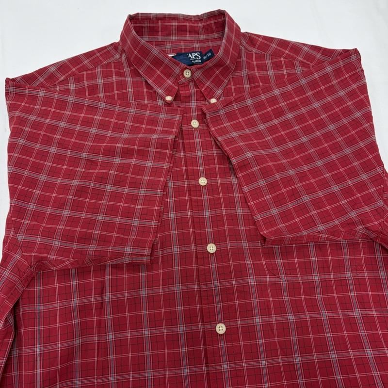 チャップス CHAPS シャツ、ブラウス 半袖 90s ボタンダウン 半袖 チェックシャツ ラルフローレン ヴィンテージ XL チェック X ワンポイント X ロゴ、文字 X 刺繍 赤 / レッド / red X 紺 / ネイビー / navy メンズ USED 古着 中古 50160631