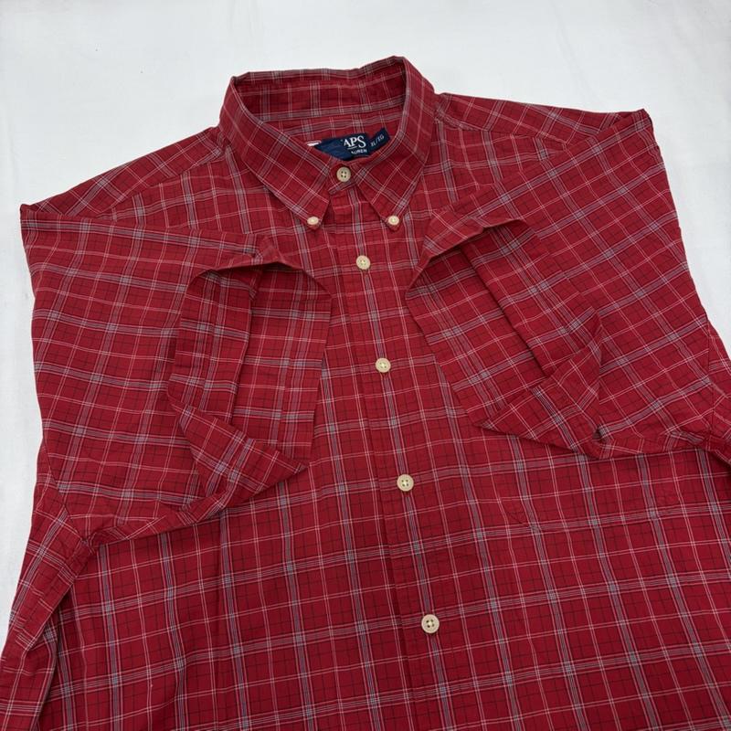 チャップス CHAPS シャツ、ブラウス 半袖 90s ボタンダウン 半袖 チェックシャツ ラルフローレン ヴィンテージ XL チェック X ワンポイント X ロゴ、文字 X 刺繍 赤 / レッド / red X 紺 / ネイビー / navy メンズ USED 古着 中古 50160631