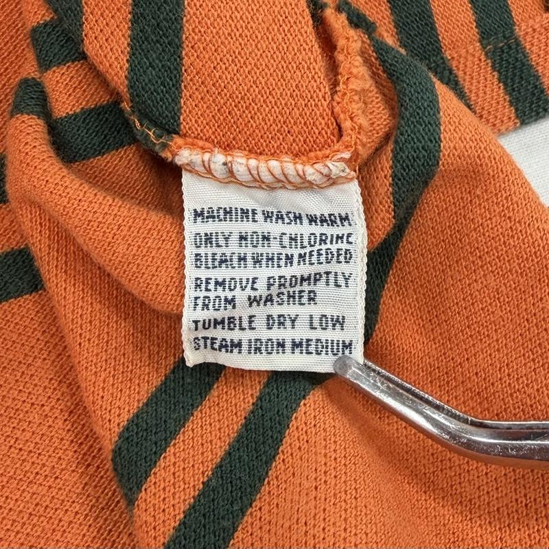 ポロバイラルフローレン Polo by RALPH LAUREN ポロシャツ 半袖 90s 半袖 ボーダー ポロシャツ ポニー刺繡 XL ボーダー柄 X ワンポイント X ロゴ、文字 X 刺繍 橙 / オレンジ / orange X 緑 / グリーン / green X 紺 / ネイビー / navy メンズ USED 古着 中古 50160632