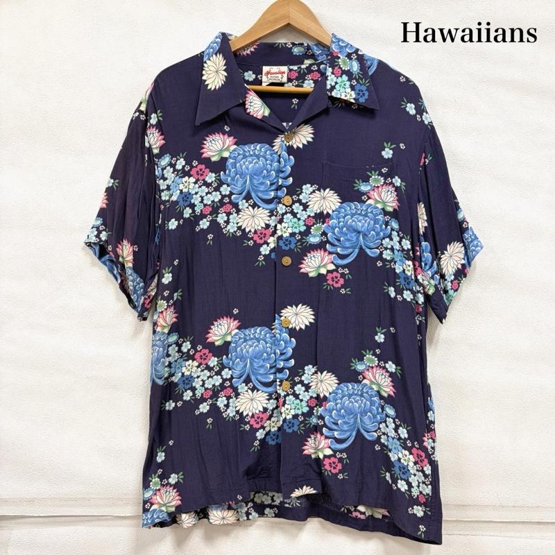 古着 USED シャツ、ブラウス 半袖 Hawaaiians 花柄 アロハシャツ フラワープリント L 花柄 X プリント 紺 / ネイビー / navy X マルチカラー / マルチカラー / multicolor メンズ USED 古着 中古 50160636