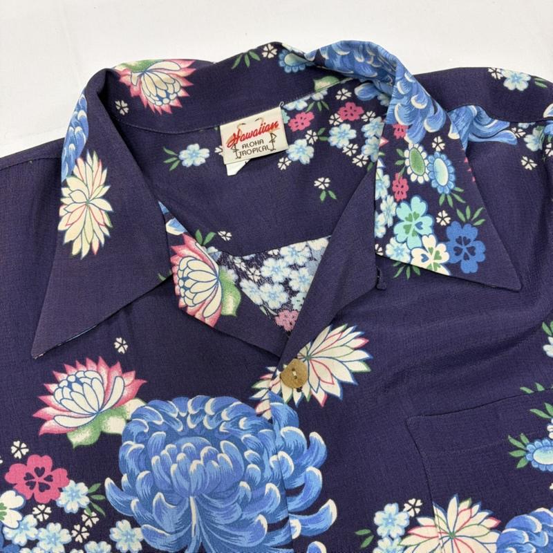 古着 USED シャツ、ブラウス 半袖 Hawaaiians 花柄 アロハシャツ フラワープリント L 花柄 X プリント 紺 / ネイビー / navy X マルチカラー / マルチカラー / multicolor メンズ USED 古着 中古 50160636