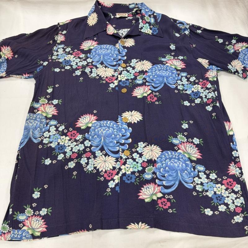 古着 USED シャツ、ブラウス 半袖 Hawaaiians 花柄 アロハシャツ フラワープリント L 花柄 X プリント 紺 / ネイビー / navy X マルチカラー / マルチカラー / multicolor メンズ USED 古着 中古 50160636