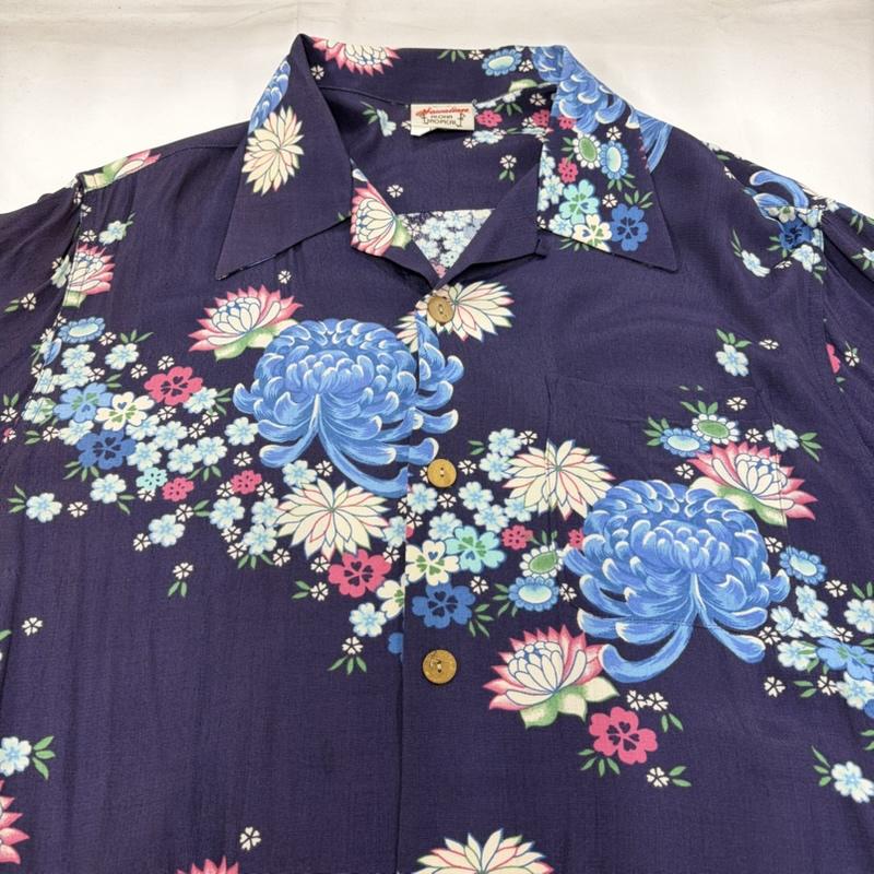 古着 USED シャツ、ブラウス 半袖 Hawaaiians 花柄 アロハシャツ フラワープリント L 花柄 X プリント 紺 / ネイビー / navy X マルチカラー / マルチカラー / multicolor メンズ USED 古着 中古 50160636