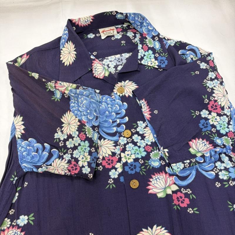 古着 USED シャツ、ブラウス 半袖 Hawaaiians 花柄 アロハシャツ フラワープリント L 花柄 X プリント 紺 / ネイビー / navy X マルチカラー / マルチカラー / multicolor メンズ USED 古着 中古 50160636