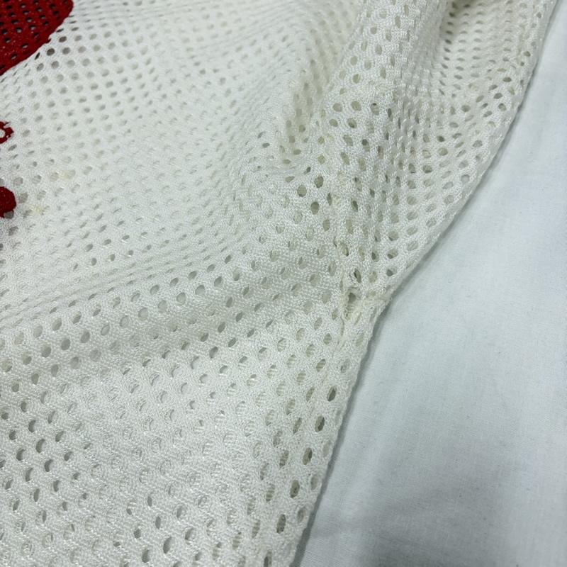 チャンピオン Champion トップス トップス vintage ヴィンテージ 半袖 フットボール シャツ メッシュ ロゴ プリント USA製 L ロゴ、文字 X プリント 白 / ホワイト / white X 赤 / レッド / red メンズ USED 古着 中古 50160637