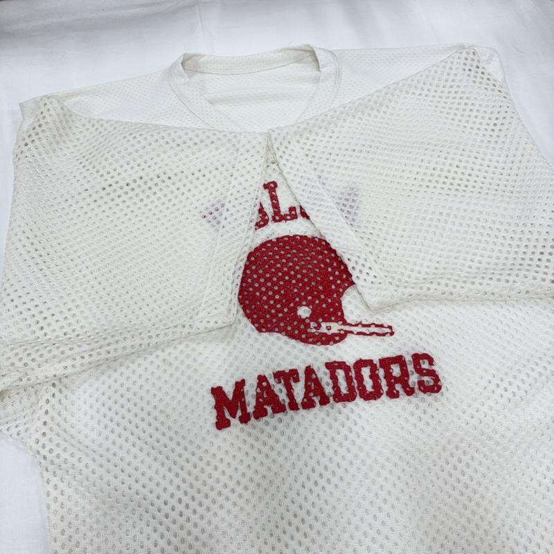 チャンピオン Champion トップス トップス vintage ヴィンテージ 半袖 フットボール シャツ メッシュ ロゴ プリント USA製 L ロゴ、文字 X プリント 白 / ホワイト / white X 赤 / レッド / red メンズ USED 古着 中古 50160637