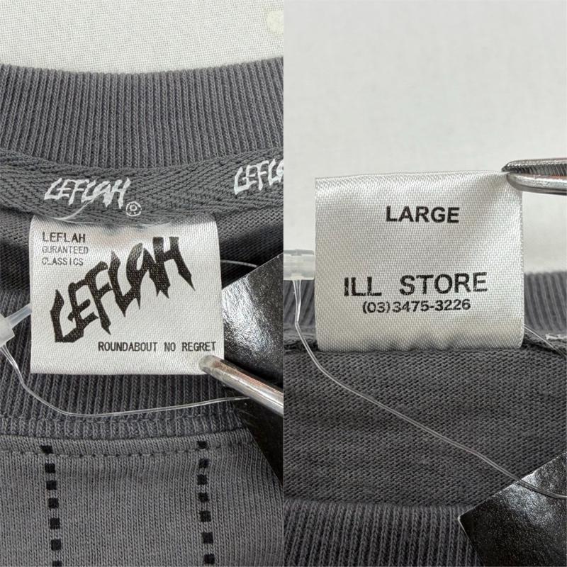 レフラー LEFLAH Tシャツ 長袖 ピンストライプ ロゴ プリント 長袖 Tシャツ ロンT グラフィック L ロゴ、文字 X プリント 灰 / グレー / gray X 黒 / ブラック / black X 赤 / レッド / red X 白 / ホワイト / white メンズ USED 古着 中古 50160638