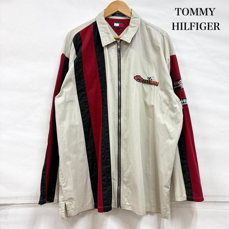 トミーヒルフィガー TOMMY HILFIGER ジャケット、上着 ジャンパー、ブルゾン 90s vintage ヴィンテージ レーシングジャケット モトクロス ロゴ 刺繍 フルジップ ジップアップ ワッペン パッチ XL ロゴ、文字 X 刺繍 ベージュ / ベージュ / beige X 赤 / レッド / red X 黒 / ブラック / black メンズ USED 古着 中古 50160640