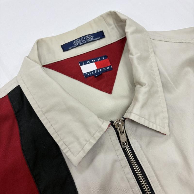 トミーヒルフィガー TOMMY HILFIGER ジャケット、上着 ジャンパー、ブルゾン 90s vintage ヴィンテージ レーシングジャケット モトクロス ロゴ 刺繍 フルジップ ジップアップ ワッペン パッチ XL ロゴ、文字 X 刺繍 ベージュ / ベージュ / beige X 赤 / レッド / red X 黒 / ブラック / black メンズ USED 古着 中古 50160640