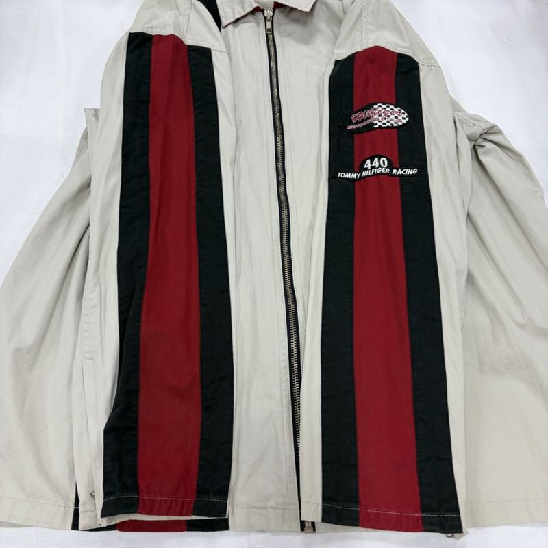 トミーヒルフィガー TOMMY HILFIGER ジャケット、上着 ジャンパー、ブルゾン 90s vintage ヴィンテージ レーシングジャケット モトクロス ロゴ 刺繍 フルジップ ジップアップ ワッペン パッチ XL ロゴ、文字 X 刺繍 ベージュ / ベージュ / beige X 赤 / レッド / red X 黒 / ブラック / black メンズ USED 古着 中古 50160640