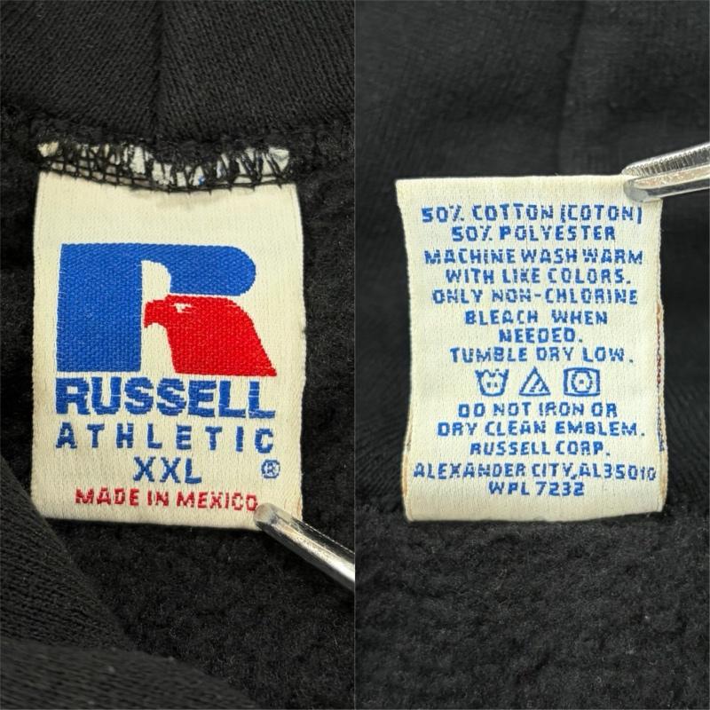 ラッセルアスレティック Russell Athletic パーカー 長袖 90s 無地 スウェット フーディー プルオーバー パーカー 裏起毛 メキシコ製 vintage ヴィンテージ XXL 無地 X ワンポイント X ロゴ、文字 X 刺繍 黒 / ブラック / black メンズ USED 古着 中古 50160641