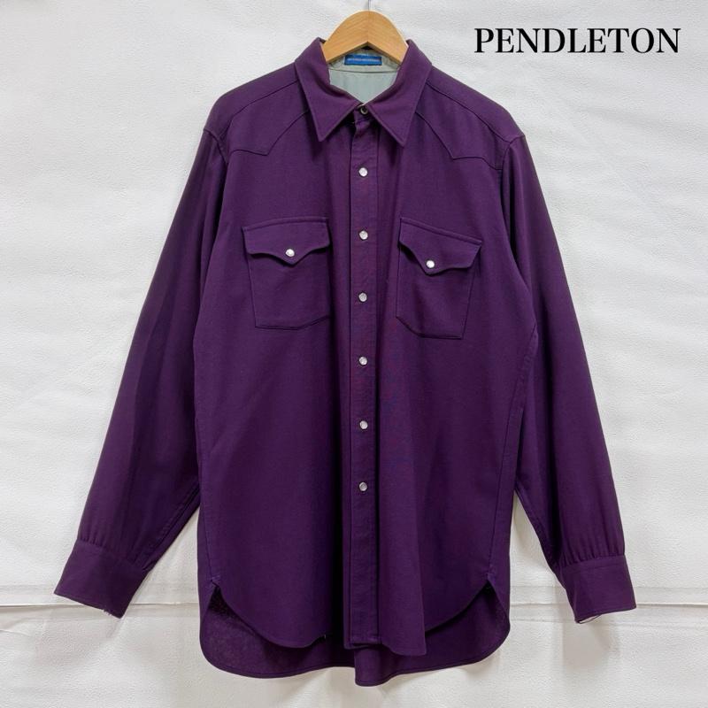 ペンドルトン PENDLETON シャツ、ブラウス 長袖 HIGH GRADE WESTWRN WEAR ヴィンテージ vintage 長袖 ウエスタンシャツ 無地 スナップボタン - 無地 紫 / パープル / purple メンズ USED 古着 中古 50160643