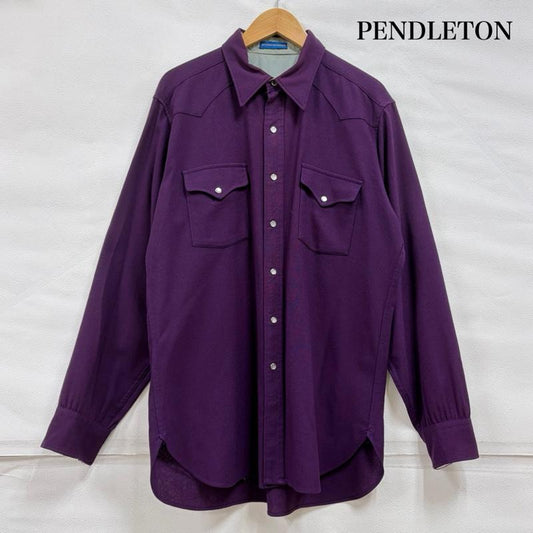 ペンドルトン PENDLETON シャツ、ブラウス 長袖 HIGH GRADE WESTWRN WEAR ヴィンテージ vintage 長袖 ウエスタンシャツ 無地 スナップボタン - 無地 紫 / パープル / purple メンズ USED 古着 中古 50160643