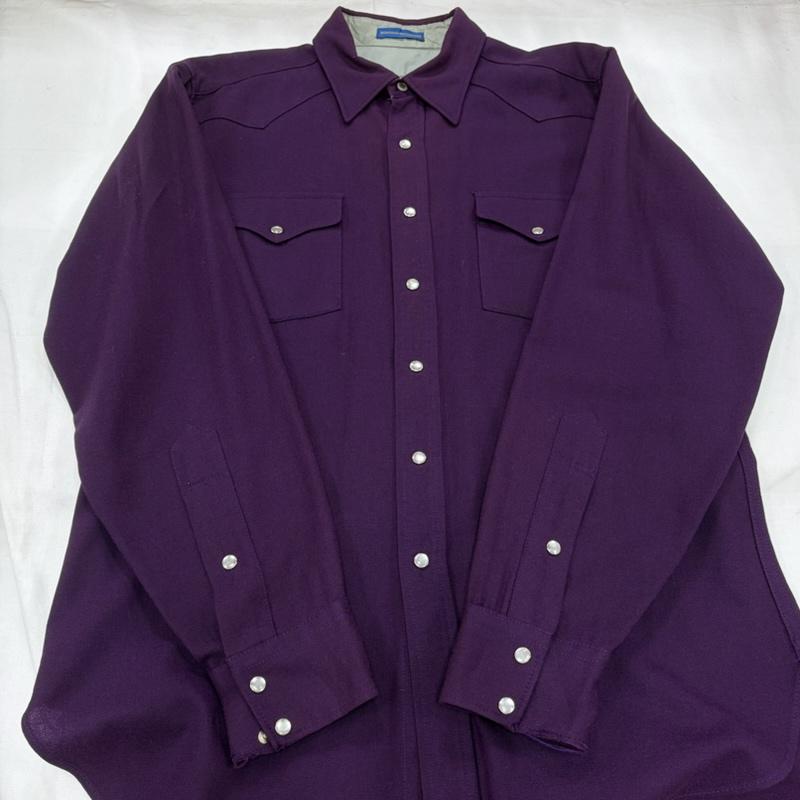 ペンドルトン PENDLETON シャツ、ブラウス 長袖 HIGH GRADE WESTWRN WEAR ヴィンテージ vintage 長袖 ウエスタンシャツ 無地 スナップボタン - 無地 紫 / パープル / purple メンズ USED 古着 中古 50160643