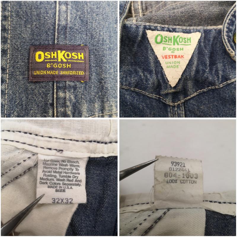 オシュコシュビゴッシュ OSHKOSHB GOSH サロペット・オーバーオール サロペット、オーバーオール 70s 80s USA製 ローバック デニム ワーク オーバーオール 804-1003 W32 L32 L インディゴ / インディゴ / Indigo メンズ USED 古着 中古 50160645
