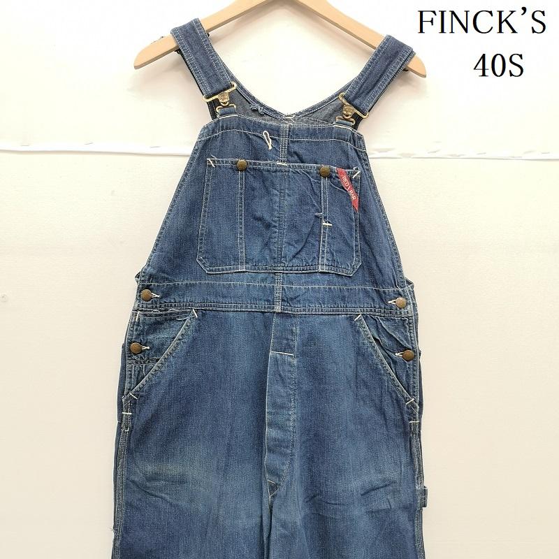ヴィンテージ VINTAGE サロペット・オーバーオール サロペット、オーバーオール 40s FINCK S デニム オーバーオール ユニオンチケット 浮き出しロゴボタン - インディゴ / インディゴ / Indigo メンズ USED 古着 中古 50160647