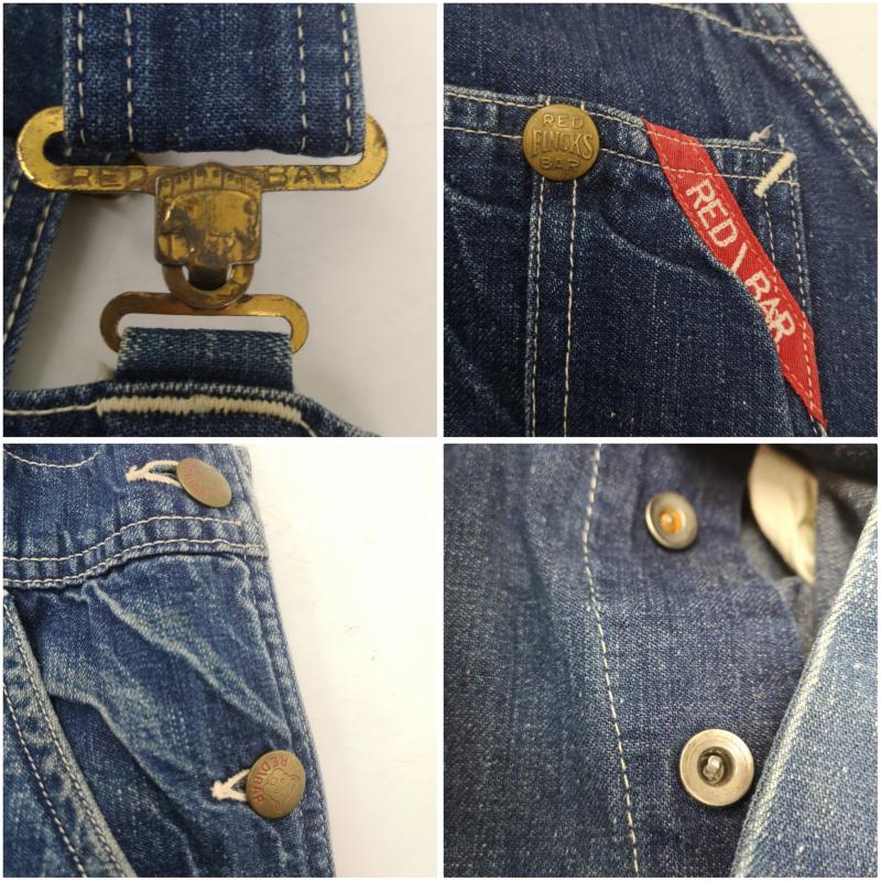 ヴィンテージ VINTAGE サロペット・オーバーオール サロペット、オーバーオール 40s FINCK S デニム オーバーオール ユニオンチケット 浮き出しロゴボタン - インディゴ / インディゴ / Indigo メンズ USED 古着 中古 50160647