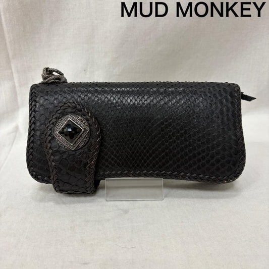 レザー レザー 財布 長財布 MUD MONKEY マッドモンキー BIKERS WALLET ダイヤモンドパイソン 牛革 スネークモチーフパーツ - 黒 / ブラック / black メンズ USED 古着 中古 50160666