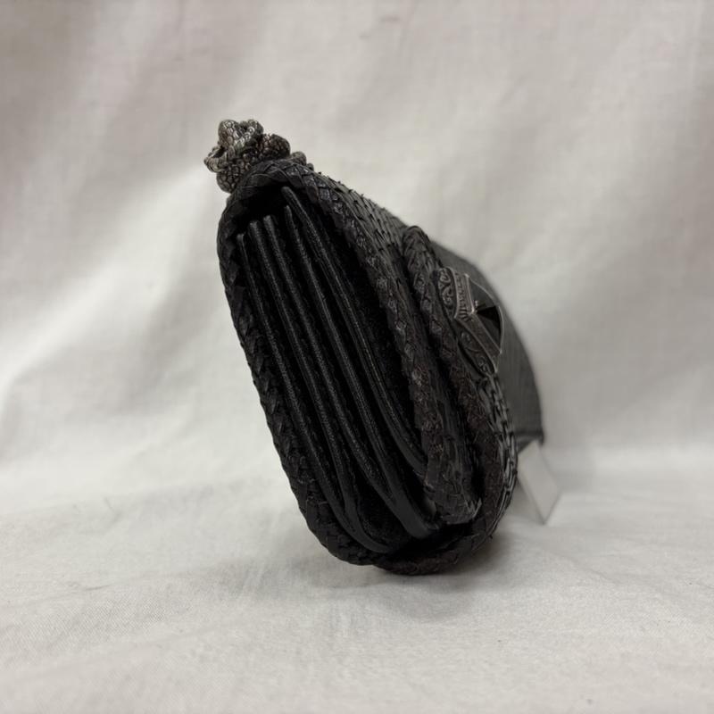 レザー レザー 財布 長財布 MUD MONKEY マッドモンキー BIKERS WALLET ダイヤモンドパイソン 牛革 スネークモチーフパーツ - 黒 / ブラック / black メンズ USED 古着 中古 50160666