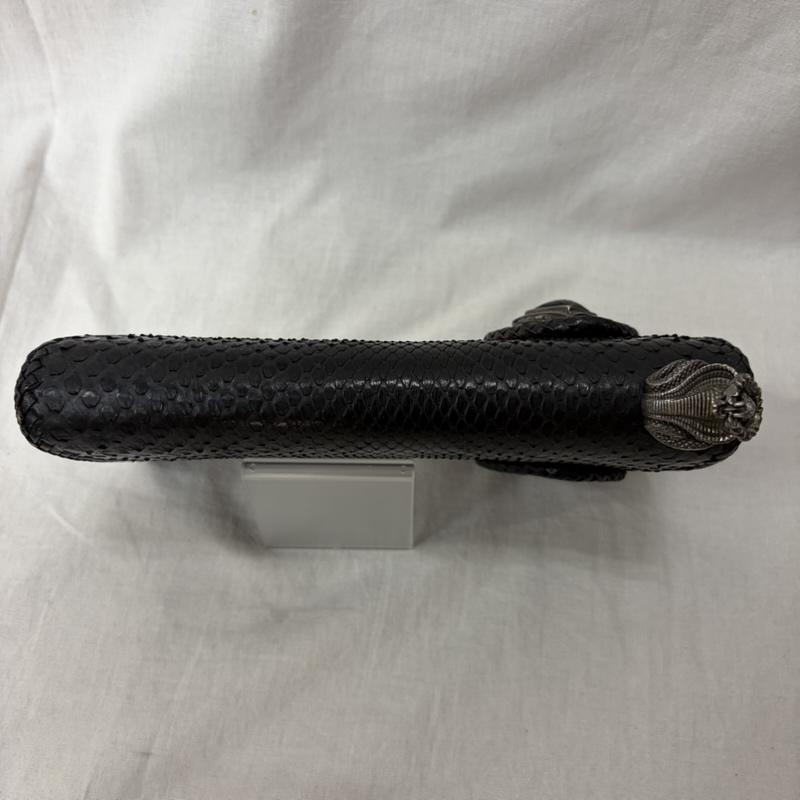 レザー レザー 財布 長財布 MUD MONKEY マッドモンキー BIKERS WALLET ダイヤモンドパイソン 牛革 スネークモチーフパーツ - 黒 / ブラック / black メンズ USED 古着 中古 50160666