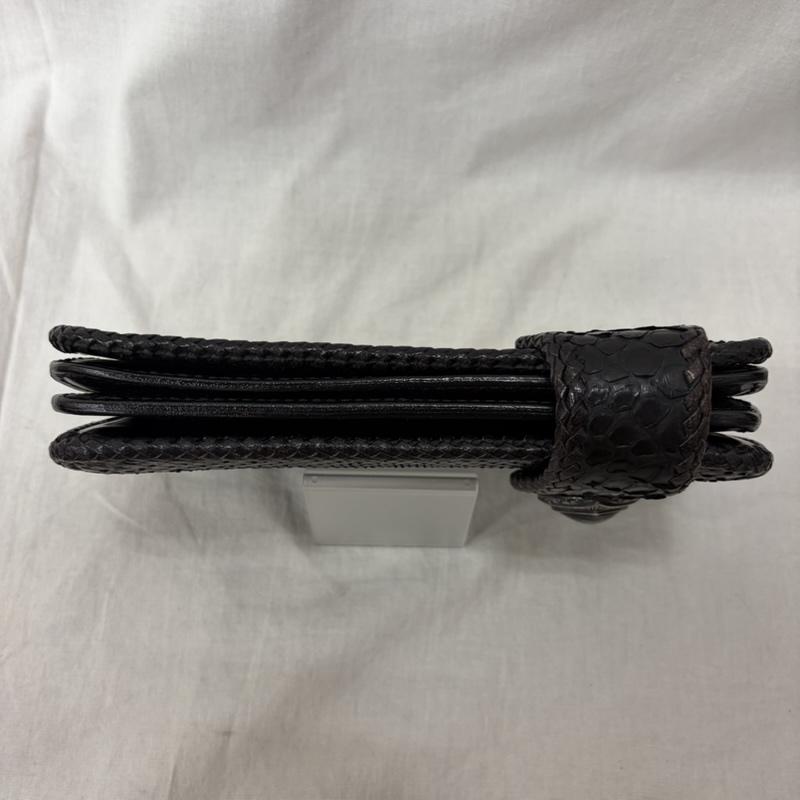 レザー レザー 財布 長財布 MUD MONKEY マッドモンキー BIKERS WALLET ダイヤモンドパイソン 牛革 スネークモチーフパーツ - 黒 / ブラック / black メンズ USED 古着 中古 50160666