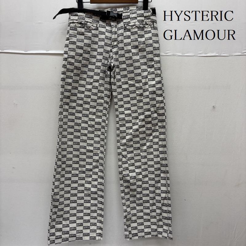 ヒステリックグラマー HYSTERIC GLAMOUR パンツ デニム、ジーンズ 90s 廃盤 ロゴ 総柄 ワイド デニム パンツ XS 白 / ホワイト / white レディース USED 古着 中古 50160676