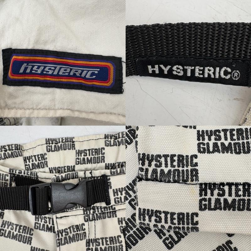 ヒステリックグラマー HYSTERIC GLAMOUR パンツ デニム、ジーンズ 90s 廃盤 ロゴ 総柄 ワイド デニム パンツ XS 白 / ホワイト / white レディース USED 古着 中古 50160676