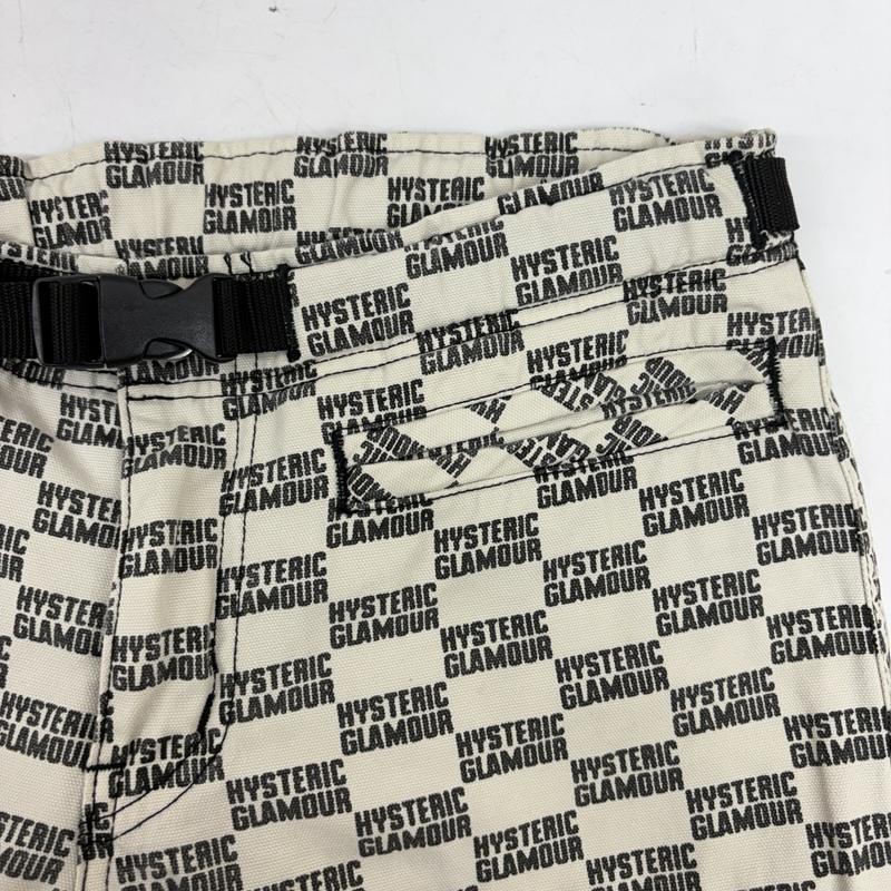 ヒステリックグラマー HYSTERIC GLAMOUR パンツ デニム、ジーンズ 90s 廃盤 ロゴ 総柄 ワイド デニム パンツ XS 白 / ホワイト / white レディース USED 古着 中古 50160676