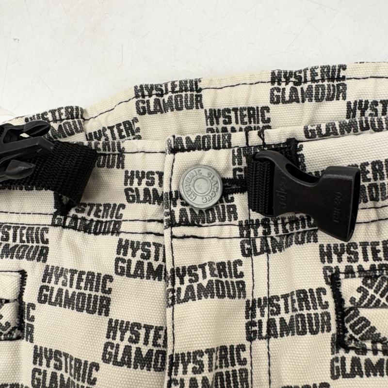 ヒステリックグラマー HYSTERIC GLAMOUR パンツ デニム、ジーンズ 90s 廃盤 ロゴ 総柄 ワイド デニム パンツ XS 白 / ホワイト / white レディース USED 古着 中古 50160676
