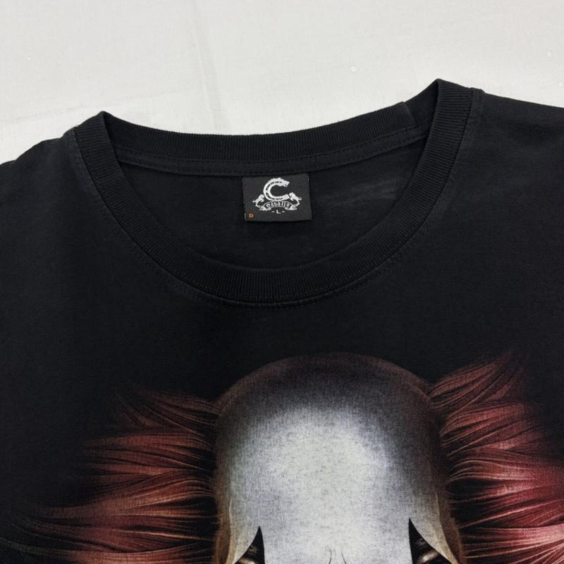 古着 USED Tシャツ 半袖 caballo 半袖 グラフィック ビッグ 両面プリント トランプ ピエロ ホラー ジョーカー L プリント 黒 / ブラック / black X マルチカラー / マルチカラー / multicolor メンズ USED 古着 中古 50160683