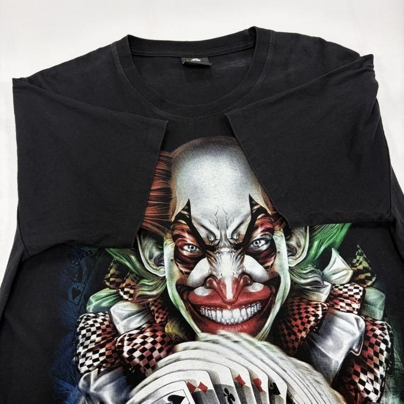 古着 USED Tシャツ 半袖 caballo 半袖 グラフィック ビッグ 両面プリント トランプ ピエロ ホラー ジョーカー L プリント 黒 / ブラック / black X マルチカラー / マルチカラー / multicolor メンズ USED 古着 中古 50160683