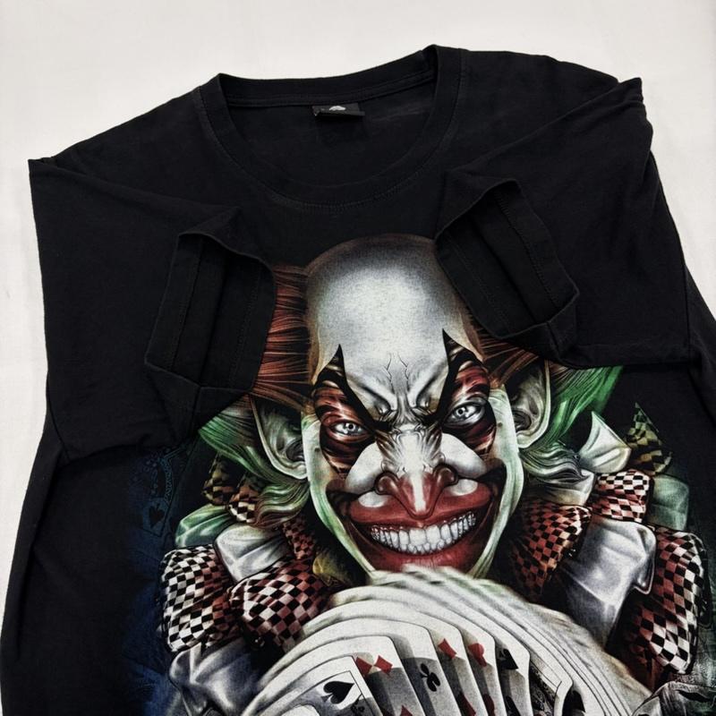 古着 USED Tシャツ 半袖 caballo 半袖 グラフィック ビッグ 両面プリント トランプ ピエロ ホラー ジョーカー L プリント 黒 / ブラック / black X マルチカラー / マルチカラー / multicolor メンズ USED 古着 中古 50160683